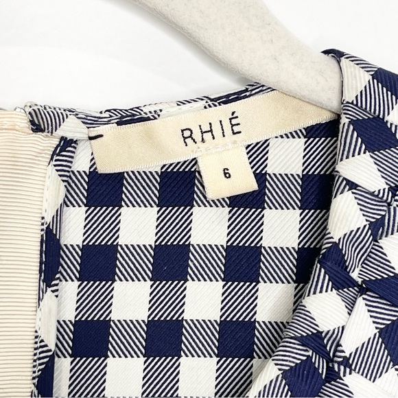 Rhie Blue and White Checkered Blouse Size 6 - Picture 2 of 3